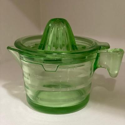 Vintage Green Depression Glass 2 Cup Measuring Cup and Citrus Reamer