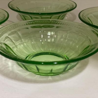Federal Glass Vintage Colonial Fluted Rope Green Depression Bowls (4) - 6