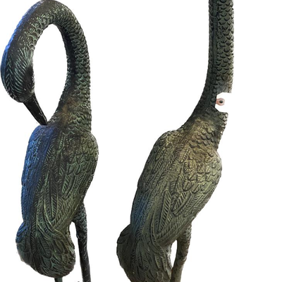 Pair of Shore Bird Metal Statue