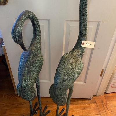 Pair of Shore Bird Metal Statue