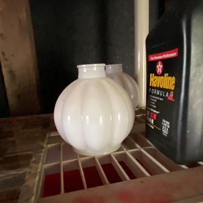 Plastic Storage Shelf with Contents