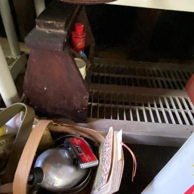 Plastic Storage Shelf with Contents