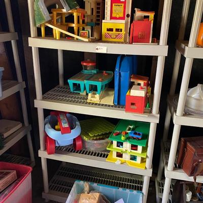 Plastic Storage Shelf Vintage Toy Lot