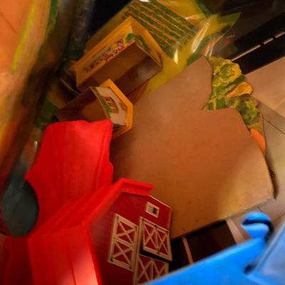 Plastic Storage Shelf Vintage Toy Lot