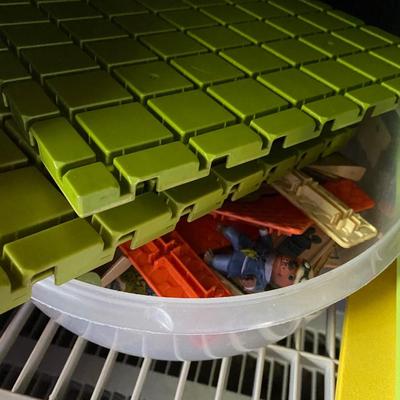 Plastic Storage Shelf Vintage Toy Lot