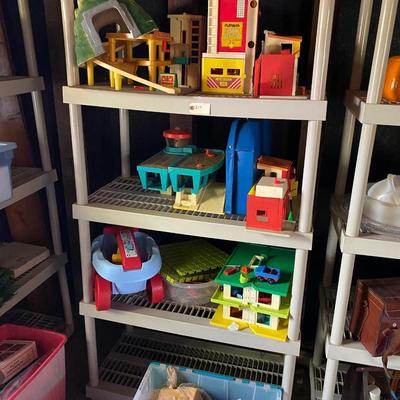 Plastic Storage Shelf Vintage Toy Lot