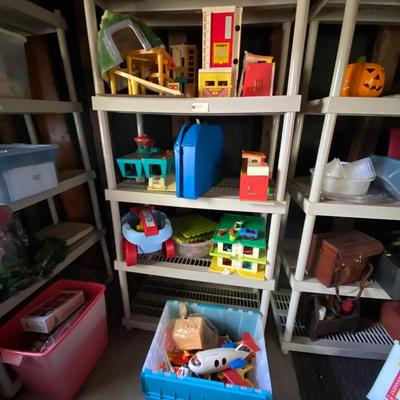 Plastic Storage Shelf Vintage Toy Lot