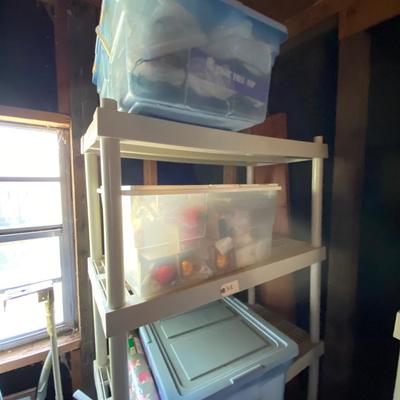 Plastic Storge Shelf, Christmas Lot