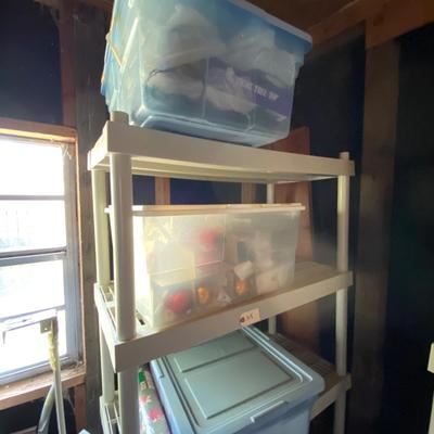 Plastic Storge Shelf, Christmas Lot