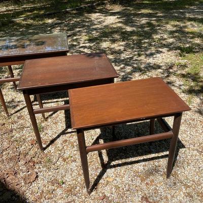 Mid-century modern Walnut Nesting Table Set