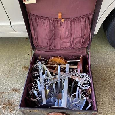 Vintage suitcase doll stand lot