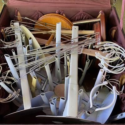Vintage suitcase doll stand lot