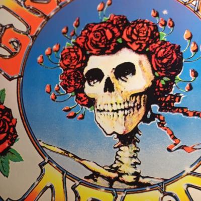 VINTAGE GRATEFUL DEAD BLACKLIGHT POSTER "Skull & Roses"