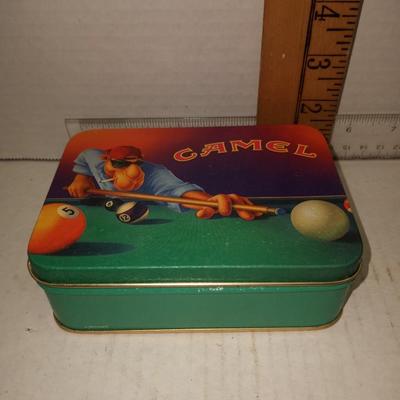 Zippo Joe Camel Shooting Pool Tin Rare Cigarette Storage Rare Vintage 80â€™s 