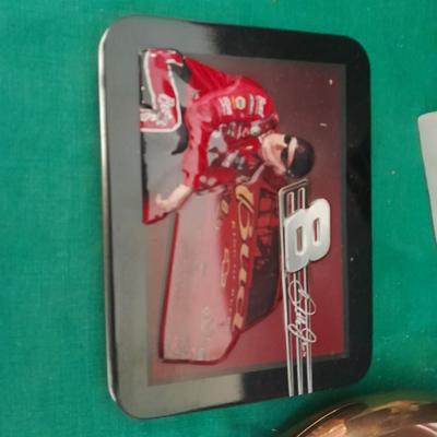 Men's Royal Regiment sandalwood cologne in decanter, brass dish, and Dale Jr. playing cards