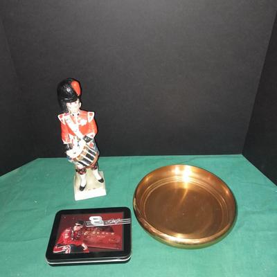 Men's Royal Regiment sandalwood cologne in decanter, brass dish, and Dale Jr. playing cards