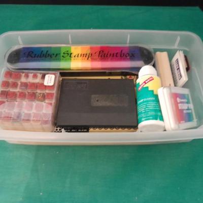 Rubber backed wooden block stamps and ink pads