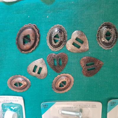 Sewing items, Patterns, Snaps, zippers, pins, concho's and more