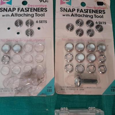 Sewing items, Patterns, Snaps, zippers, pins, concho's and more