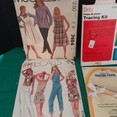 Sewing items, Patterns, Snaps, zippers, pins, concho's and more