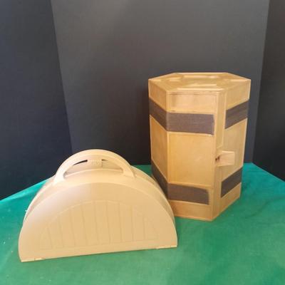 Crafting storage Vintage Rolykit tool on-roll-case from 1970 and half circle storage case