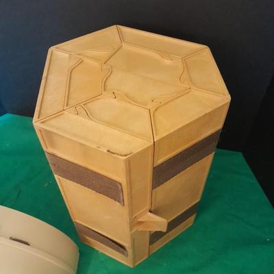 Crafting storage Vintage Rolykit tool on-roll-case from 1970 and half circle storage case