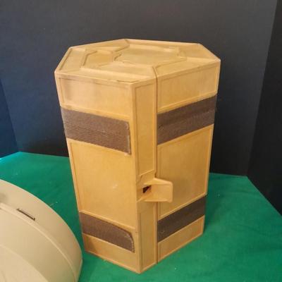 Crafting storage Vintage Rolykit tool on-roll-case from 1970 and half circle storage case