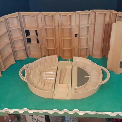 Crafting storage Vintage Rolykit tool on-roll-case from 1970 and half circle storage case