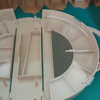 Crafting storage Vintage Rolykit tool on-roll-case from 1970 and half circle storage case