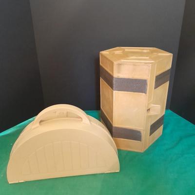 Crafting storage Vintage Rolykit tool on-roll-case from 1970 and half circle storage case