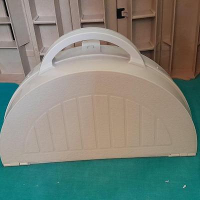 Crafting storage Vintage Rolykit tool on-roll-case from 1970 and half circle storage case