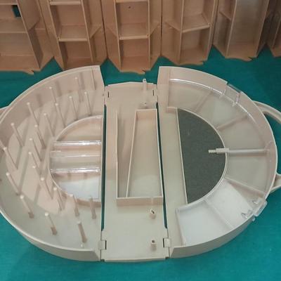 Crafting storage Vintage Rolykit tool on-roll-case from 1970 and half circle storage case