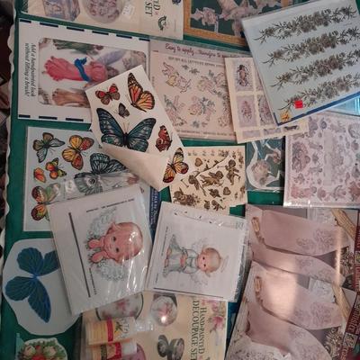 Plastic file storage box full of transfers, some vintage hard to find transfers!