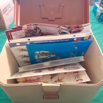 Plastic file storage box full of transfers, some vintage hard to find transfers!