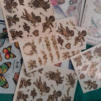 Plastic file storage box full of transfers, some vintage hard to find transfers!