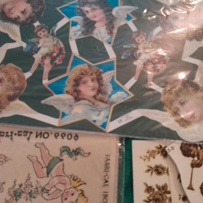 Plastic file storage box full of transfers, some vintage hard to find transfers!