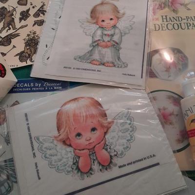 Plastic file storage box full of transfers, some vintage hard to find transfers!