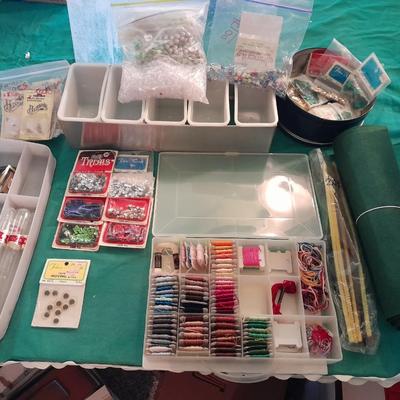 Embroidery thread sequins, beads and more crafting supplies