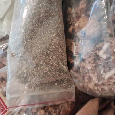 Liquid scented oils for making your own incense sticks, and fibers to make potpourri.