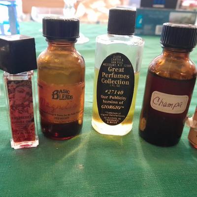 Liquid scented oils for making your own incense sticks, and fibers to make potpourri.