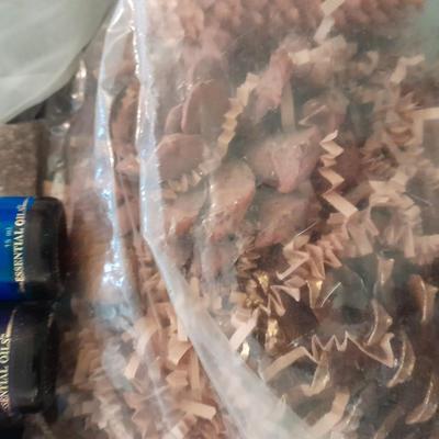 Liquid scented oils for making your own incense sticks, and fibers to make potpourri.