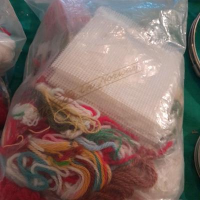 Needle Work hoops, Yarn, Embroidery thread and other crafting supplies