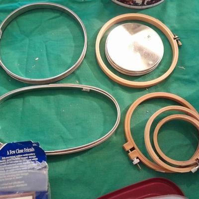 Needle Work hoops, Yarn, Embroidery thread and other crafting supplies