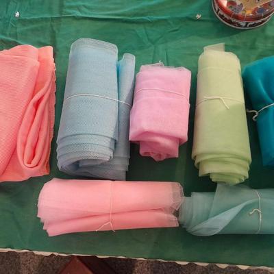 Small rolls of Deco mesh for crafting wreaths, and many other fun things!