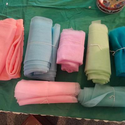 Small rolls of Deco mesh for crafting wreaths, and many other fun things!