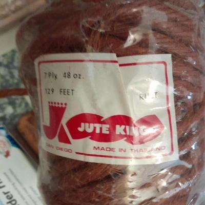 Large MacramÃ© beads, Tools for macramÃ©, and small rolls of Jute