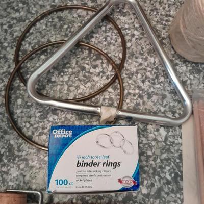 Large MacramÃ© beads, Tools for macramÃ©, and small rolls of Jute