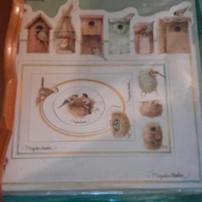 Vintage Asian themed framed bird pictures