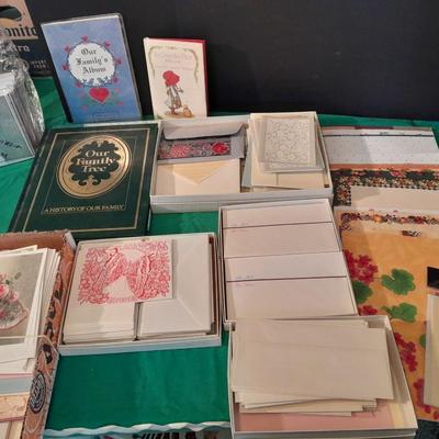 Assortment of great Stationary, greeting cards, and geneology books