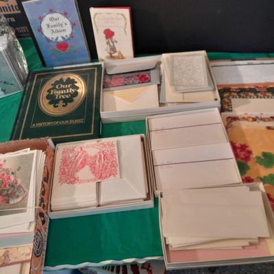 Assortment of great Stationary, greeting cards, and geneology books